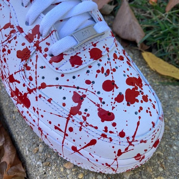 Nike Air Force 1 Custom Sneakers Blood Splatter ? Morbid Red White Shoes main image 14